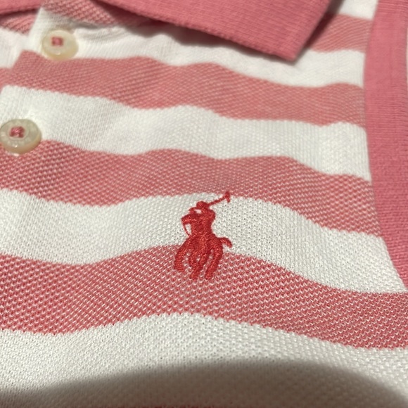 Ralph Lauren 6x faded red white stripe drop waist dress ruffled lace hem nwt - Picture 7 of 10